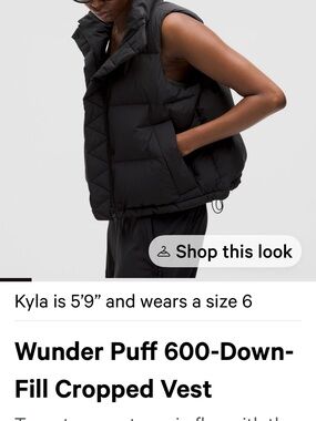 lululemon athletica Black Wunder Puff 600-Down-Fill Cropped Vest